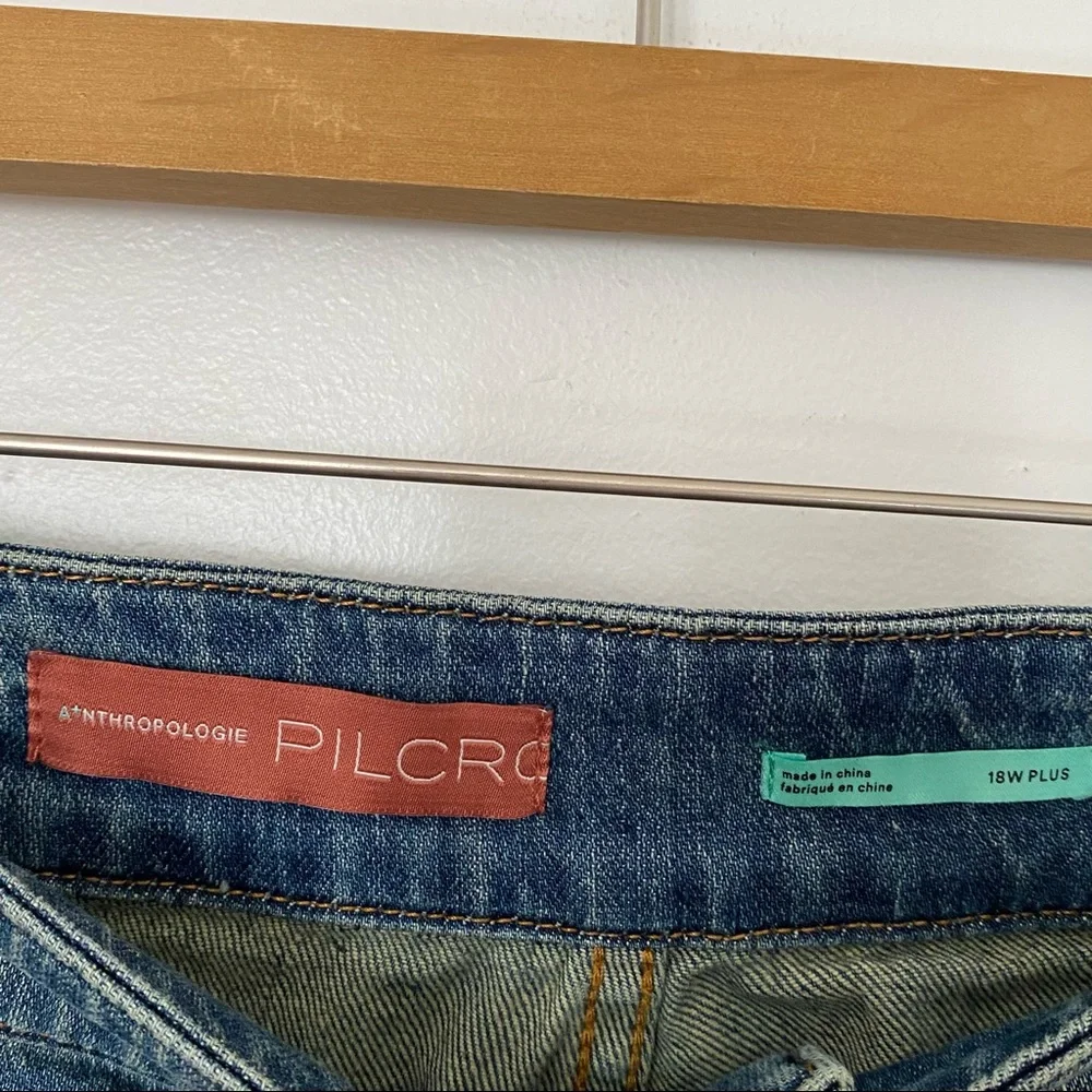 Pilcro The Wanderer Jeans Anthropologie A+ plus size 18w boho patchwork blue - Picture 6 of 12